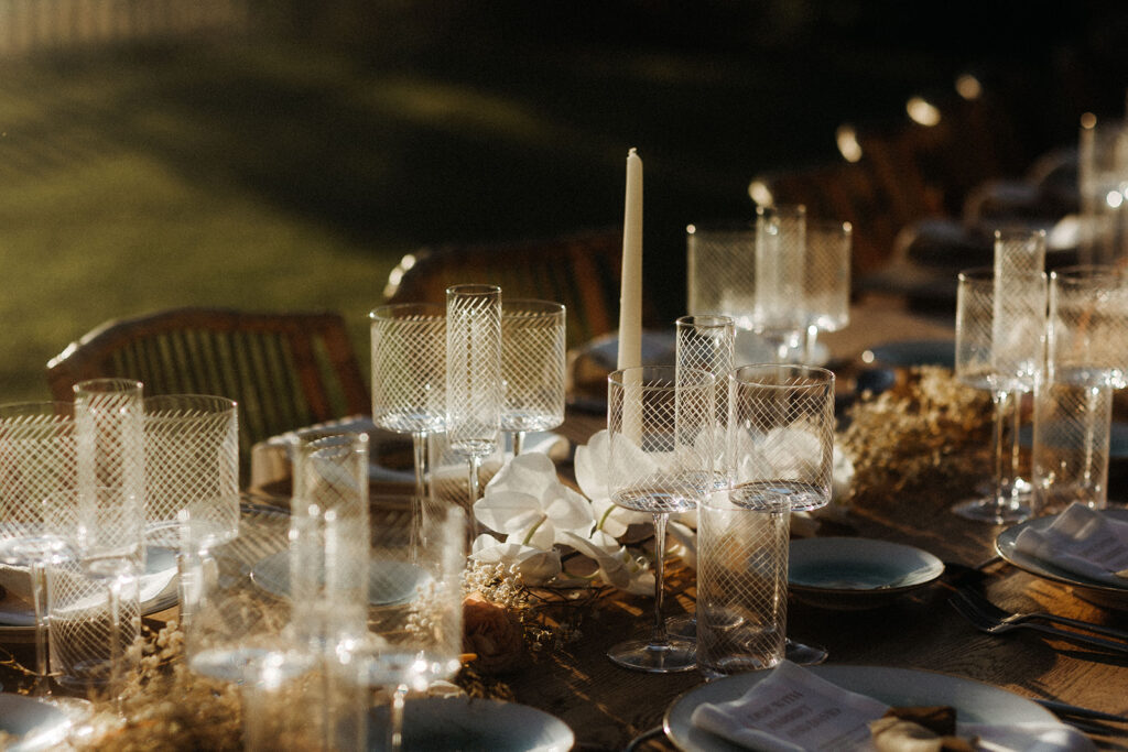 Setup table for a romantic wedding in Barcelona